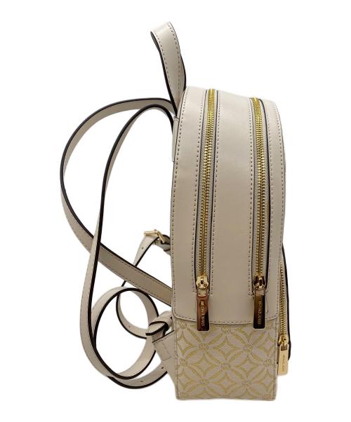 MICHAEL KORS（マイケルコース）MICHAEL KORS (マイケル・コース) JAYCEE ロゴジャカード ジップポケット バックパック ミディアム ペールゴールドマルチの古着・服飾アイテム