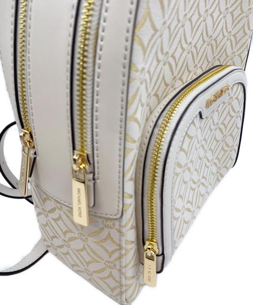 MICHAEL KORS（マイケルコース）MICHAEL KORS (マイケル・コース) JAYCEE ロゴジャカード ジップポケット バックパック ミディアム ペールゴールドマルチの古着・服飾アイテム