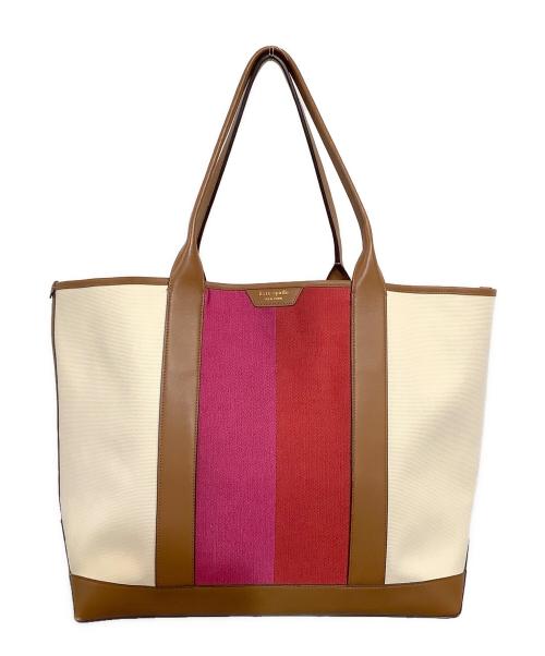 Kate Spade（ケイトスペード）Kate Spade (ケイトスペード) レーシングストライプキャンバスラージトートの古着・服飾アイテム