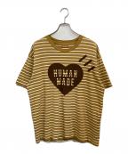 HUMAN MADEヒューマンメイド）の古着「HEART STRIPED T-SHIRT」｜ブラウン