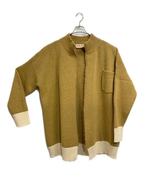 MARNI（マルニ）MARNI (マルニ) 厚手カーディガン キャメル×アイボリー サイズ:SIZE 40の古着・服飾アイテム