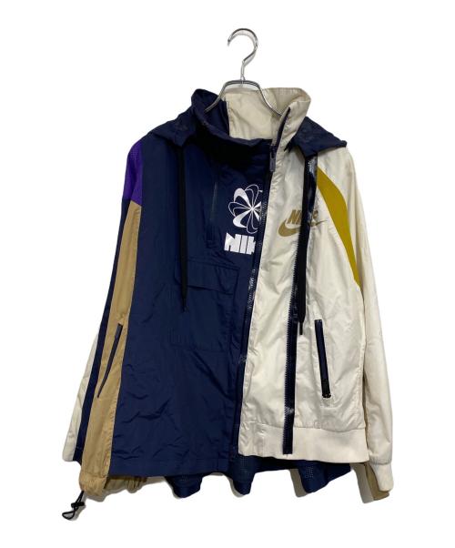 NIKE（ナイキ）NIKE (ナイキ) sacai (サカイ) Double-Zip Jacket ネイビー×ホワイト サイズ:XSの古着・服飾アイテム