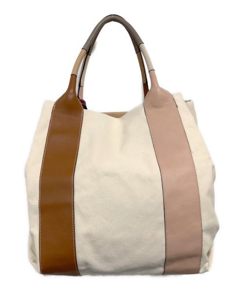 SEE BY CHLOE（シーバイクロエ）SEE BY CHLOE (シーバイクロエ) レティシアトートバッグ アイボリー×ブラウンの古着・服飾アイテム