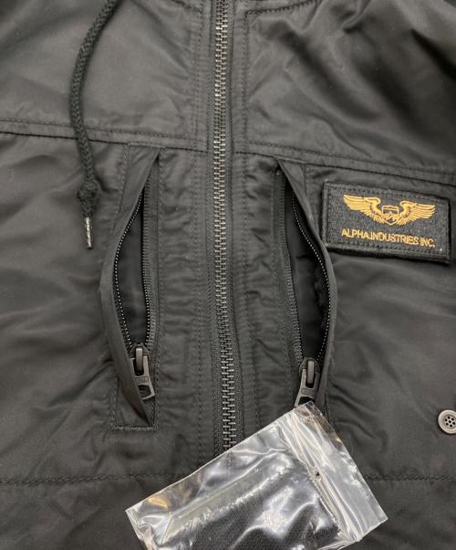 ALPHA INDUSTRIES（アルファインダストリーズ）ALPHA INDUSTRIES (アルファインダストリーズ) HOODED RIB JACKET ブラック サイズ:SIZE Lの古着・服飾アイテム