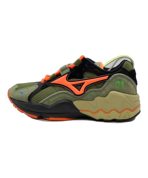 24karats（トゥエンティーフォーカラッツ）24karats (トゥエンティーフォーカラッツ) MITA SNEAKERS (ミタ スニーカーズ) MIZUNO WAVE RIDER 1 グリーン×ネオンオレンジ サイズ:SIZE 23cmの古着・服飾アイテム