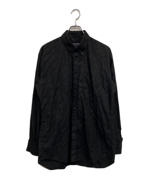 BALENCIAGA（バレンシアガ）BALENCIAGA (バレンシアガ) ロゴ総柄オーバーサイズボタンダウン ブラック サイズ:SIZE 38の古着・服飾アイテム