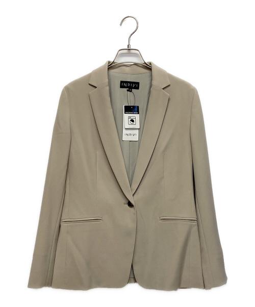 INDIVI（インディヴィ）INDIVI (インディヴィ) 合繊テーラードジャケット ベージュ サイズ:SIZE 38 未使用品の古着・服飾アイテム