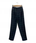 CHEMISE LACOSTEシュミーズ ラコステ）の古着「90's ウール タックパンツ」｜ブラック×グリーンチェック