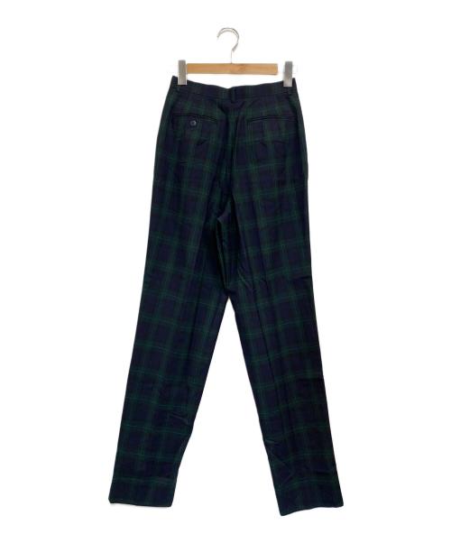 CHEMISE LACOSTE（シュミーズ ラコステ）CHEMISE LACOSTE (シュミーズ ラコステ) 90's ウール タックパンツ ブラック×グリーンチェック サイズ:SIZE 42 未使用品の古着・服飾アイテム
