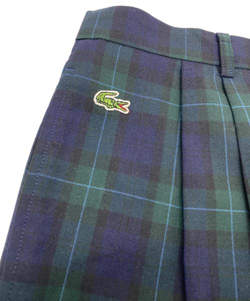CHEMISE LACOSTE（シュミーズ ラコステ）CHEMISE LACOSTE (シュミーズ ラコステ) 90's ウール タックパンツ ブラック×グリーンチェック サイズ:SIZE 42 未使用品の古着・服飾アイテム