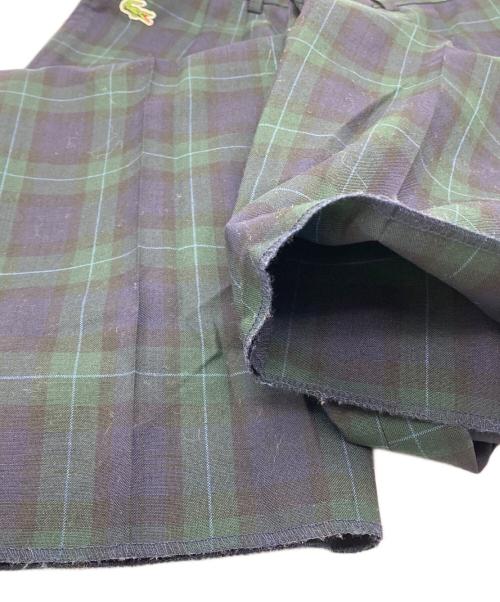 CHEMISE LACOSTE（シュミーズ ラコステ）CHEMISE LACOSTE (シュミーズ ラコステ) 90's ウール タックパンツ ブラック×グリーンチェック サイズ:SIZE 42 未使用品の古着・服飾アイテム