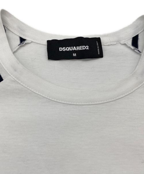 DSQUARED2（ディースクエアード）DSQUARED2 (ディースクエアード) ロングスリーブストライプTシャツ ホワイト×ブラック サイズ:SIZE EUR Mの古着・服飾アイテム