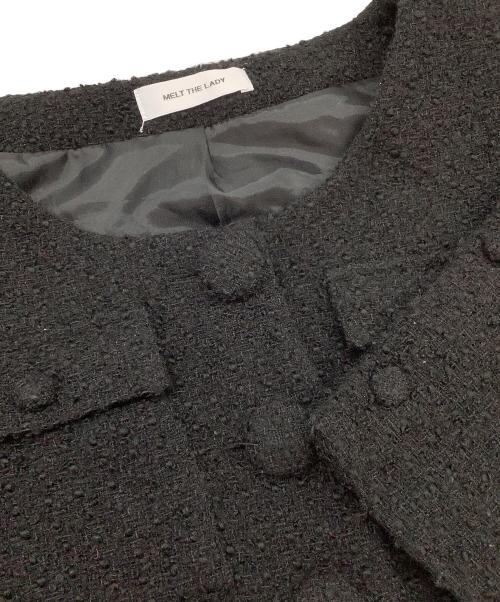 melt the lady（メルトザレディ）melt the lady (メルトザレディ) ディープスリットツイードジャケット ブラック サイズ:SIZE Freeの古着・服飾アイテム