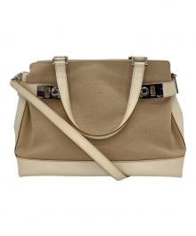 Salvatore Ferragamo（サルヴァトーレ フェラガモ）の古着「2WAYバッグ」｜ホワイト×ベージュ