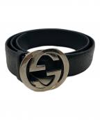 GUCCIグッチ）の古着「インターロッキングGバックル付きベルト」｜ブラック
