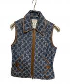 CELINEセリーヌ）の古着「レザートリミングデニムベスト」｜インディゴ