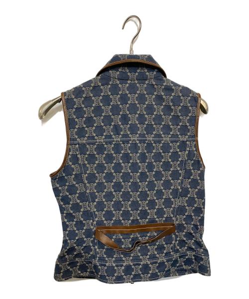 CELINE（セリーヌ）CELINE (セリーヌ) レザートリミングデニムベスト インディゴ サイズ:40の古着・服飾アイテム
