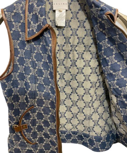 CELINE（セリーヌ）CELINE (セリーヌ) レザートリミングデニムベスト インディゴ サイズ:40の古着・服飾アイテム