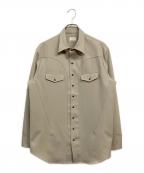 NUMBER (N)INEナンバーナイン）の古着「クレープウールライク ウエスタンカット シャツジャケット」｜ベージュ