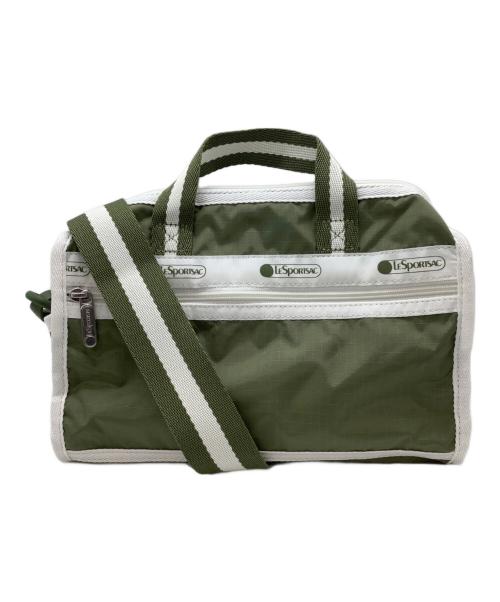 LeSportsac（レスポートサック）LeSportsac (レスポートサック) ミニダッフルクロスボディバッグ グリーン×ホワイトの古着・服飾アイテム