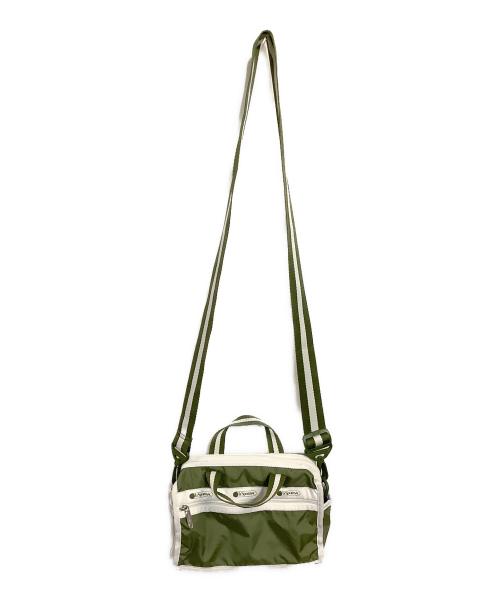 LeSportsac（レスポートサック）LeSportsac (レスポートサック) ミニダッフルクロスボディバッグ グリーン×ホワイトの古着・服飾アイテム