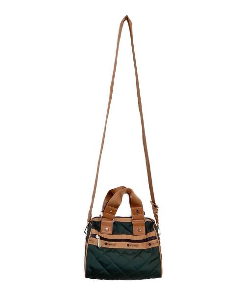 LeSportsac（レスポートサック）LeSportsac (レスポートサック) ミニサッチェルバッグ モスグリーン×ブラウンの古着・服飾アイテム