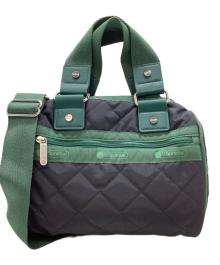 LeSportsac（レスポートサック）の古着「ミニサッチェルバッグ」｜ネイビー×グリーン