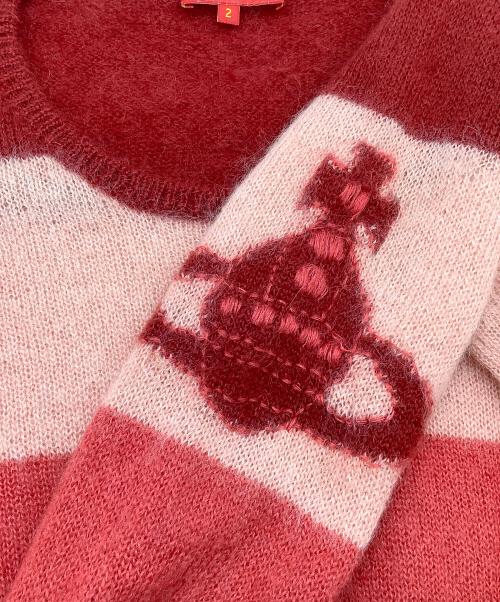 Vivienne Westwood RED LABEL（ヴィヴィアンウエストウッドレッドレーベル）Vivienne Westwood RED LABEL (ヴィヴィアンウエストウッドレッドレーベル) 厚手ニット レッド×ピンク サイズ:SIZE 2の古着・服飾アイテム