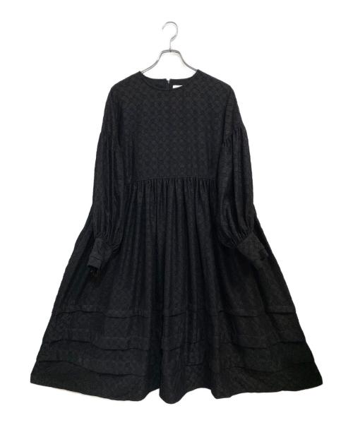 foufou（フーフー ザドレス）foufou (フーフー) 2023 pokopoko jacquard volume one piece ブラック サイズ:SIZE 0 未使用品の古着・服飾アイテム