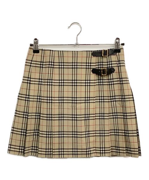 BURBERRY BLUE LABEL（バーバリー ブルー レーベル）BURBERRY BLUE LABEL (バーバリー ブルー レーベル) ボックスプリーツ ミニスカート ブラウン サイズ:SIZE 38 (M) 未使用品の古着・服飾アイテム