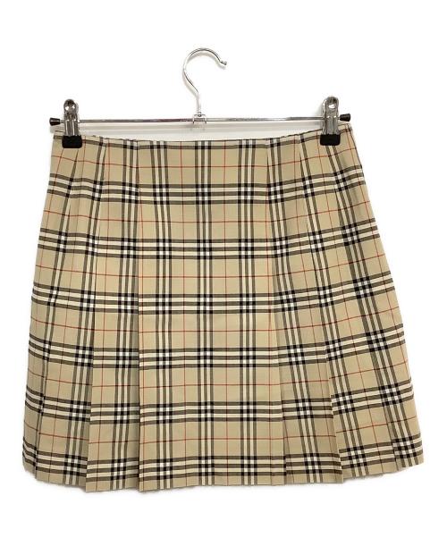BURBERRY BLUE LABEL（バーバリー ブルー レーベル）BURBERRY BLUE LABEL (バーバリー ブルー レーベル) ボックスプリーツ ミニスカート ブラウン サイズ:SIZE 38 (M) 未使用品の古着・服飾アイテム