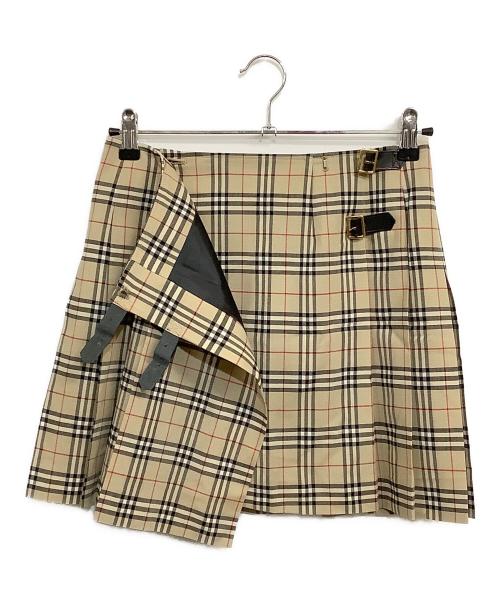 BURBERRY BLUE LABEL（バーバリー ブルー レーベル）BURBERRY BLUE LABEL (バーバリー ブルー レーベル) ボックスプリーツ ミニスカート ブラウン サイズ:SIZE 38 (M) 未使用品の古着・服飾アイテム