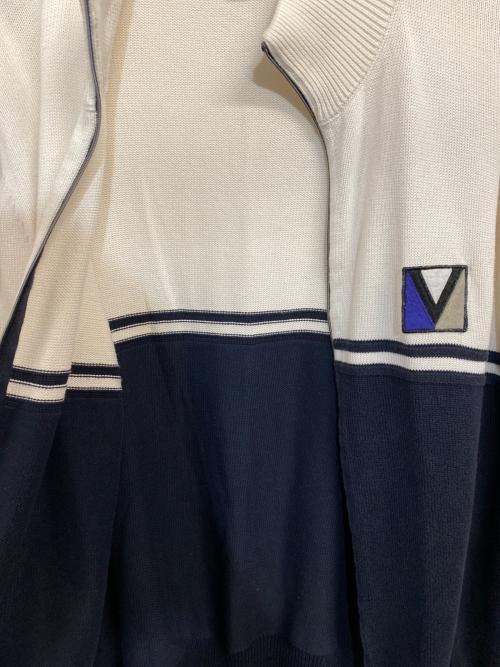 LOUIS VUITTON（ルイ ヴィトン）LOUIS VUITTON (ルイ ヴィトン) ニットジャケット ホワイト×ネイビー サイズ:XLの古着・服飾アイテム