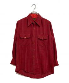 Sears PERMA-PREST（シアーズ）の古着「'70s ウールポリチェックシャツ」｜レッド