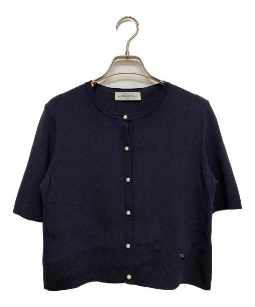 Aveniretoile（アベニールエトワール）Aveniretoile (アベニールエトワール) 25SS パールボタン半袖ニットカーディガン ネイビー サイズ:SIZE 38の古着・服飾アイテム