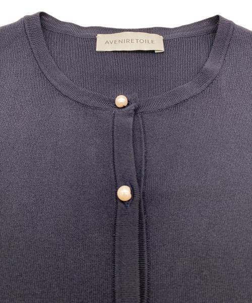 Aveniretoile（アベニールエトワール）Aveniretoile (アベニールエトワール) 25SS パールボタン半袖ニットカーディガン ネイビー サイズ:SIZE 38の古着・服飾アイテム