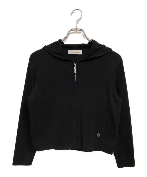 Aveniretoile（アベニールエトワール）Aveniretoile (アベニールエトワール) 25SS 七分袖ジップアップニットパーカー ブラック サイズ:SIZE 38の古着・服飾アイテム