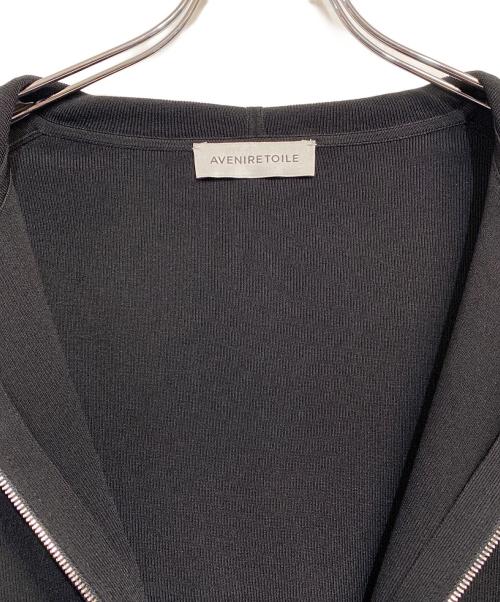 Aveniretoile（アベニールエトワール）Aveniretoile (アベニールエトワール) 25SS 七分袖ジップアップニットパーカー ブラック サイズ:SIZE 38の古着・服飾アイテム