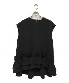 Aveniretoile（アベニールエトワール）の古着「25SS ダブルクロスフリルペプラムブラウス」｜ブラック