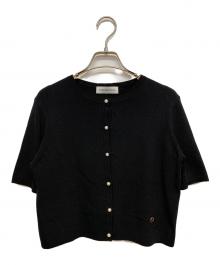 Aveniretoile（アベニールエトワール）の古着「25SS パールボタン半袖ニットカーディガン」｜ブラック