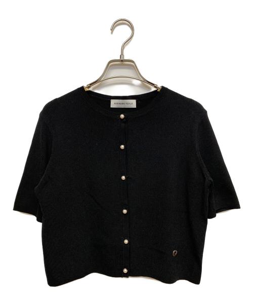Aveniretoile（アベニールエトワール）Aveniretoile (アベニールエトワール) 25SS パールボタン半袖ニットカーディガン ブラック サイズ:SIZE 38の古着・服飾アイテム