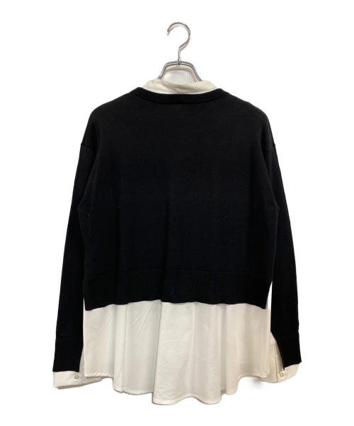 23区（ニジュウサンク）23区 (ニジュウサンク) 25SS シャツ コンビネーション ニット ブラック×ホワイト サイズ:SIZE 38 (9号 M)の古着・服飾アイテム