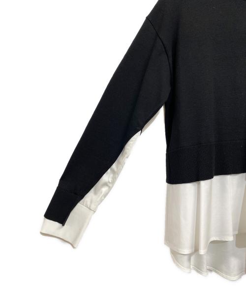 23区（ニジュウサンク）23区 (ニジュウサンク) 25SS シャツ コンビネーション ニット ブラック×ホワイト サイズ:SIZE 38 (9号 M)の古着・服飾アイテム