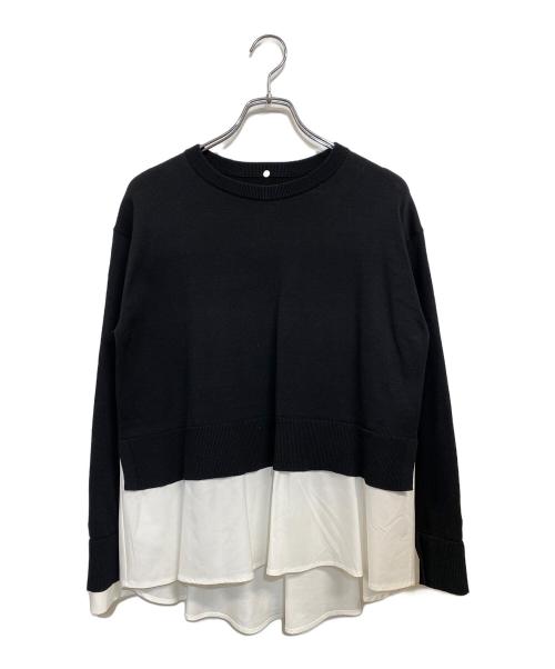23区（ニジュウサンク）23区 (ニジュウサンク) 25SS シャツ コンビネーション ニット ブラック×ホワイト サイズ:SIZE 38 (9号 M)の古着・服飾アイテム