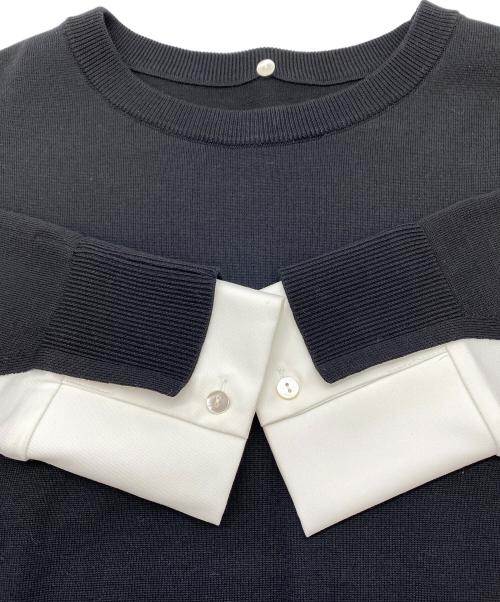 23区（ニジュウサンク）23区 (ニジュウサンク) 25SS シャツ コンビネーション ニット ブラック×ホワイト サイズ:SIZE 38 (9号 M)の古着・服飾アイテム