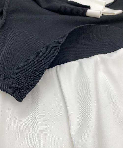 23区（ニジュウサンク）23区 (ニジュウサンク) 25SS シャツ コンビネーション ニット ブラック×ホワイト サイズ:SIZE 38 (9号 M)の古着・服飾アイテム