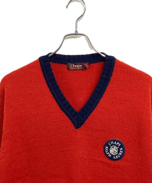 CHAPS RALPH LAUREN（チャップス ラルフローレン）CHAPS RALPH LAUREN (チャップス ラルフローレン) 80-90s クリケットセーター レッド サイズ:SIZE L (US M)の古着・服飾アイテム