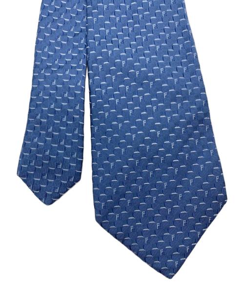 FENDI（フェンディ）FENDI (フェンディ) チェッカーパターン ネクタイ ブルー サイズ:SIZE Freeの古着・服飾アイテム