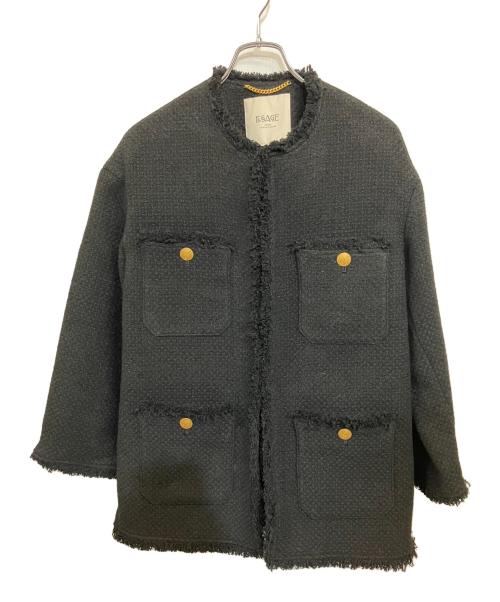 L'ESSAGE（レサージュ）L'ESSAGE (レサージュ) GIOLICAツイードBIGジャケット ブラック サイズ:FREE 未使用品の古着・服飾アイテム