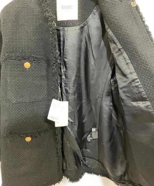 L'ESSAGE（レサージュ）L'ESSAGE (レサージュ) GIOLICAツイードBIGジャケット ブラック サイズ:FREE 未使用品の古着・服飾アイテム